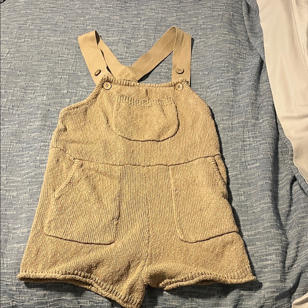 MARBLE Beige Knit Overalls